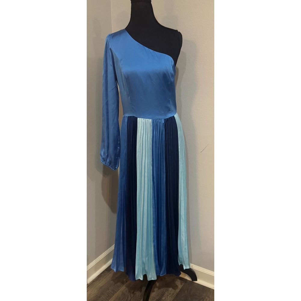 Adelyn Rae One Shoulder Pleated Midi Dress Lapiz Blue Size M - Picture 4 of 10